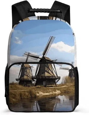 Extra Large Laptop Backpack for Woman Lightweight Computer Bag Windmills Work Bag Travel Daypacks for Man