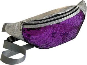 eYLun Women Fanny Pack Belt Bag Crossbody Sequins Waist Bag Bum Bag Lightweight Traveling Waist Bag Pack Purple