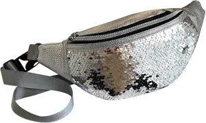 eYLun Women Fanny Pack Belt Bag Crossbody Sequins Waist Bag Bum Bag Lightweight Traveling Waist Bag Pack Silver