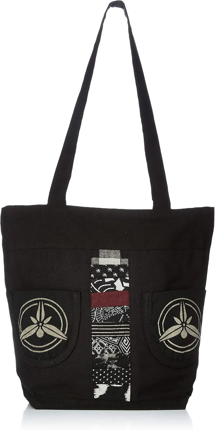Faimeo TB-4669 Crest Patch Tote Bag, Black