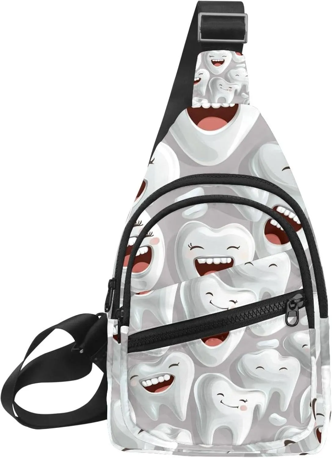 Fanny Pack Cross Body Bag for Outdoors Hiking Traveling, Cartoon Teeth (1)