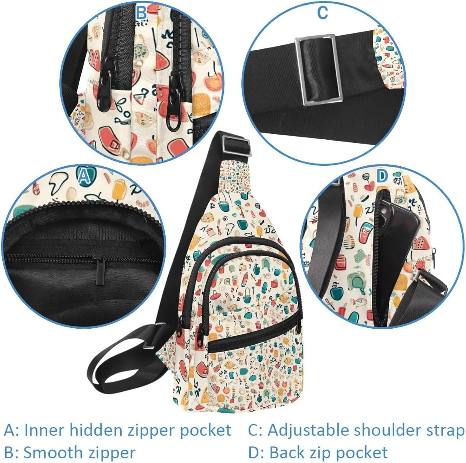 Fanny Pack Cross Body Bag for Outdoors Hiking Traveling, Cute Dental (38)