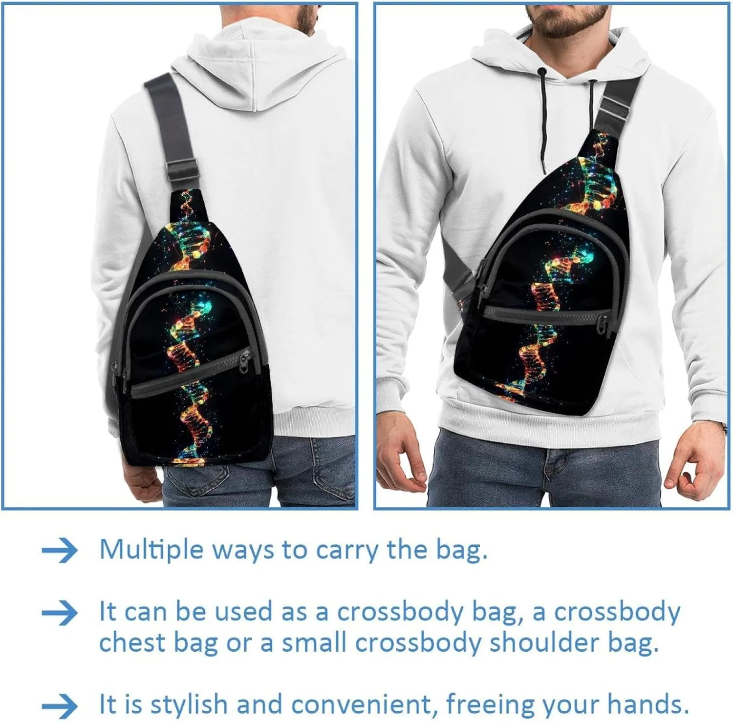 Fanny Pack Cross Body Bag for Outdoors Hiking Traveling, dna helix (2)