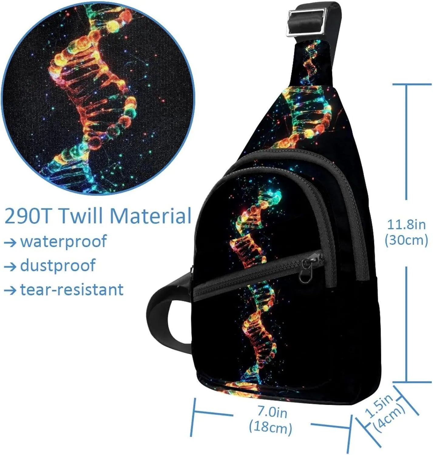 Fanny Pack Cross Body Bag for Outdoors Hiking Traveling, dna helix (2)