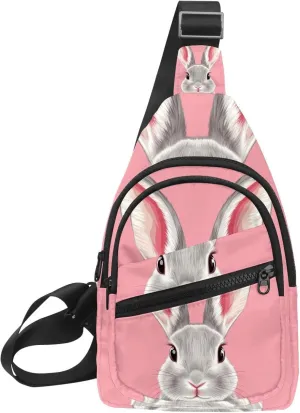 Fanny Pack Cross Body Bag for Outdoors Hiking Traveling, rabbit head (2)