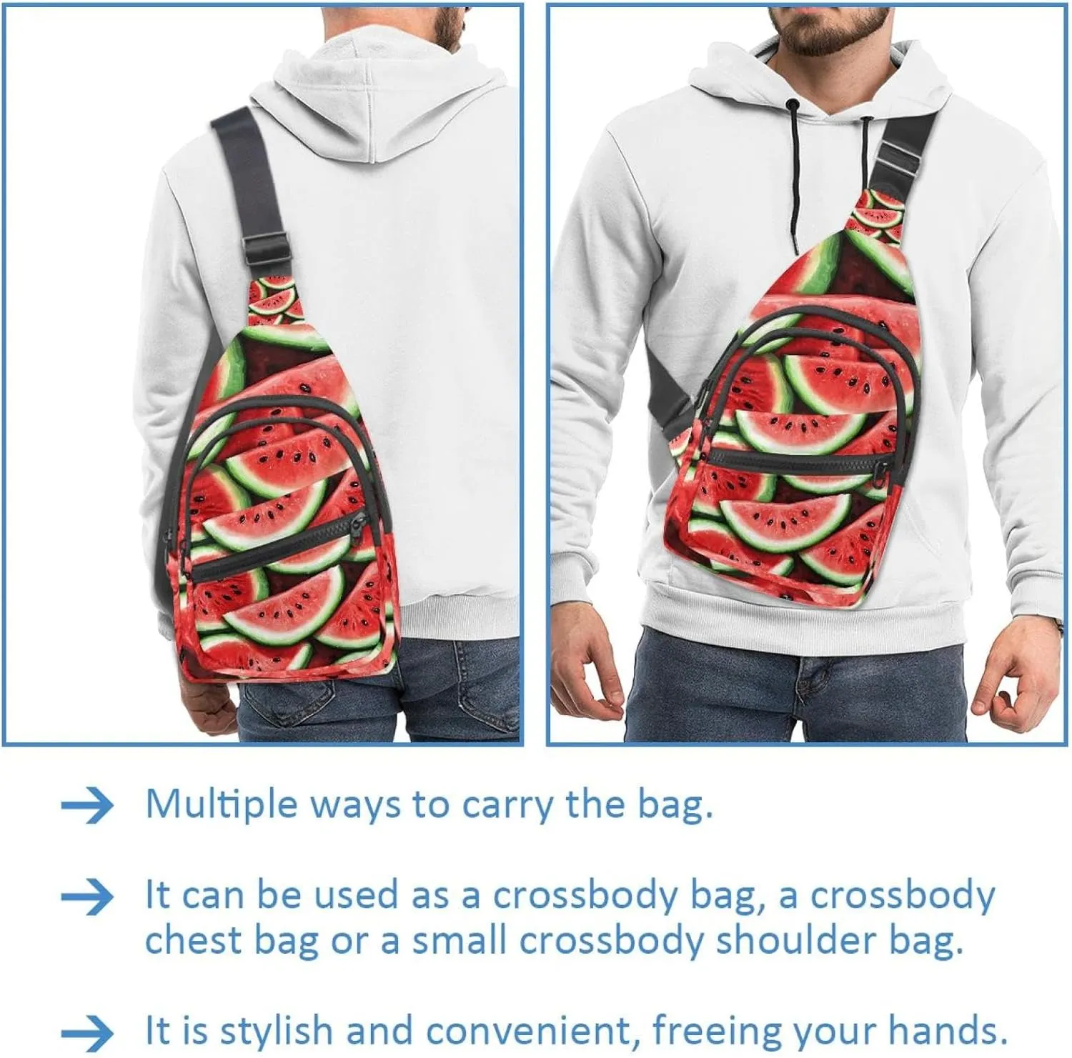 Fanny Pack Cross Body Bag for Outdoors Hiking Traveling, Watermelon (16)