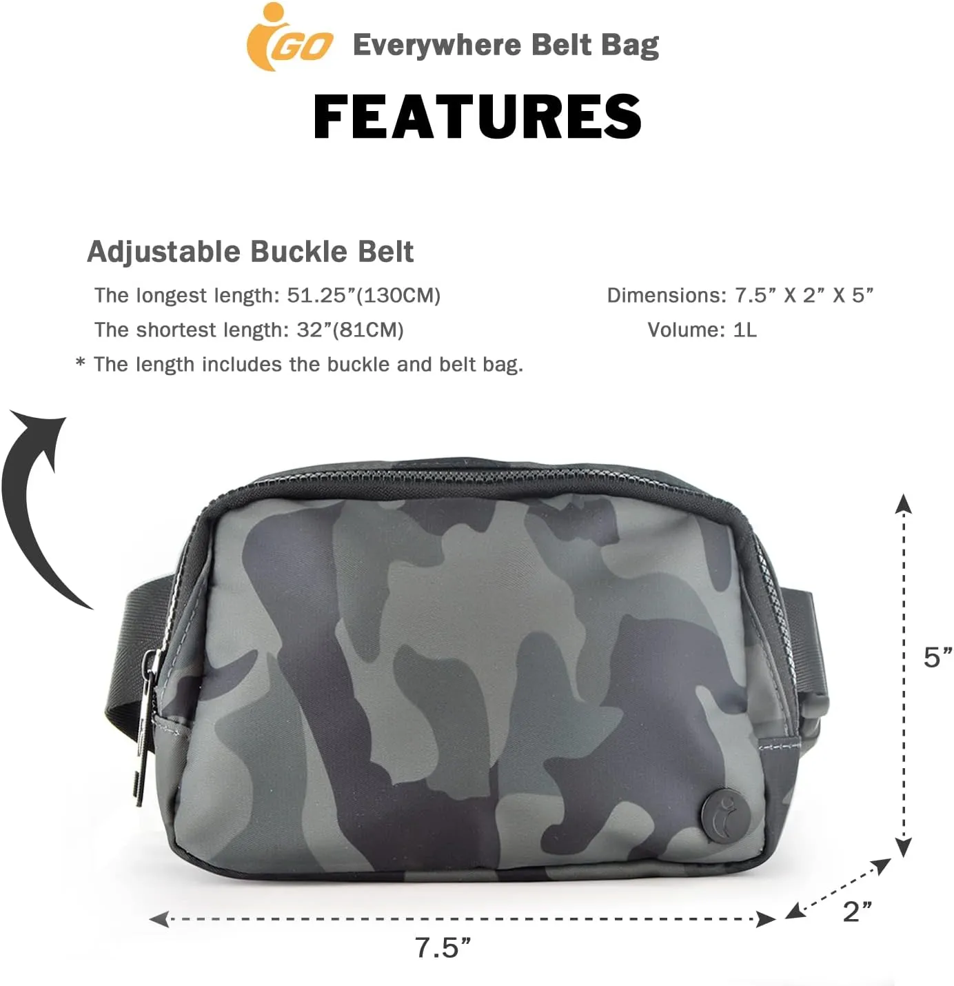 Fanny Pack for Men & Women, Crossbody Waist Belt Bag for Sports, Travel, Walking, Running, Hiking (Camo Grey)