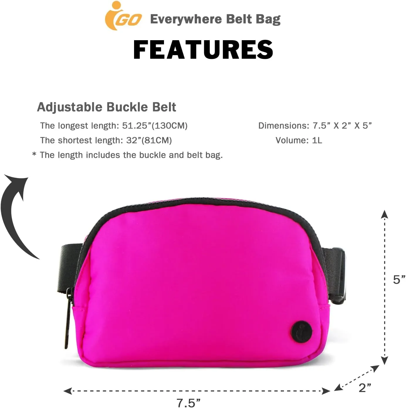 Fanny Pack for Men & Women, Crossbody Waist Belt Bag for Sports, Travel, Walking, Running, Hiking (Fuchsia, One Size)