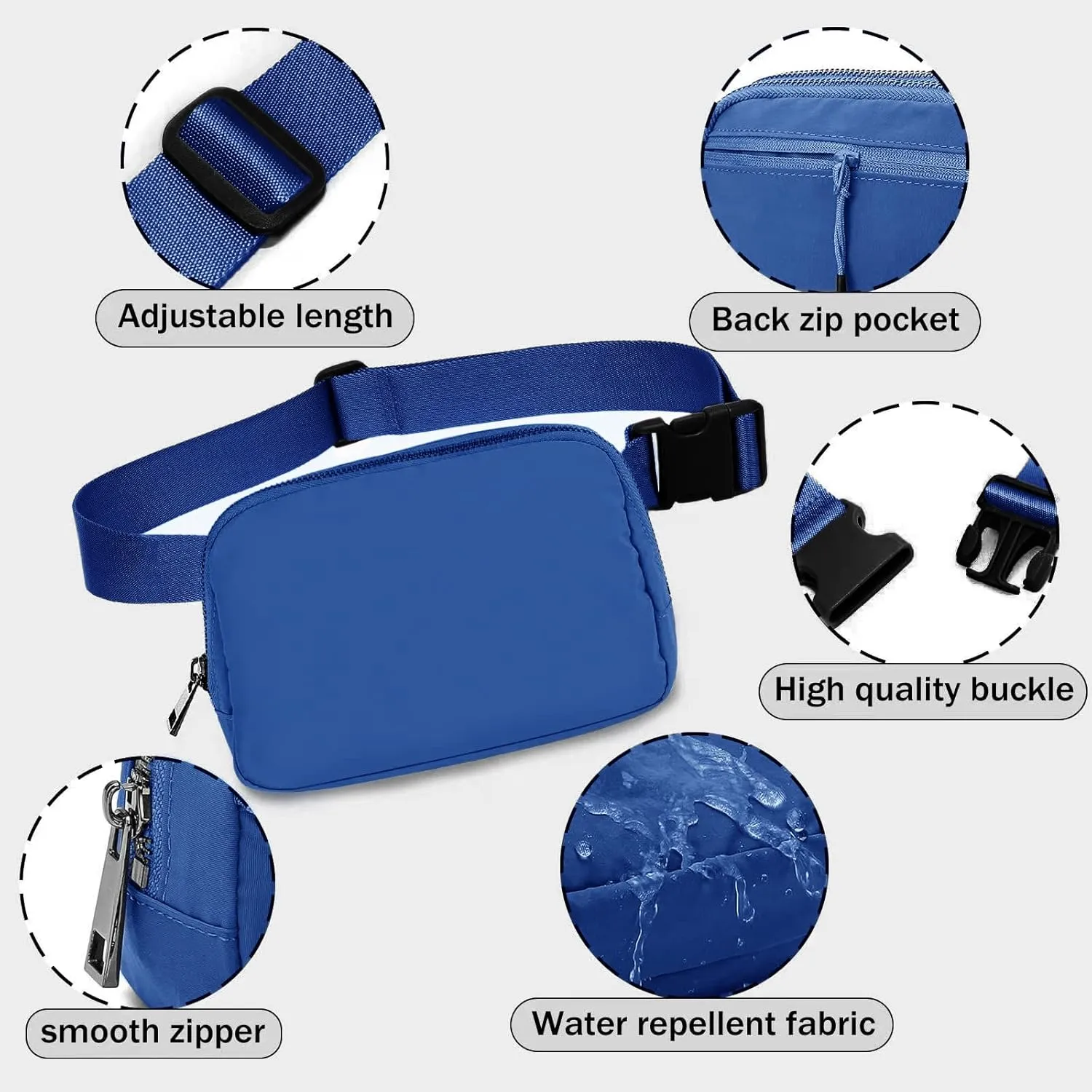 Fanny Pack for Women Teen Girls, Small Belt Bag 1L with Adjustable Strap 32" to 51", Crossbody Bag Water-resistant for Travel Gym Sport Running, Fashion Waist Bag for Mothers Day Gifts