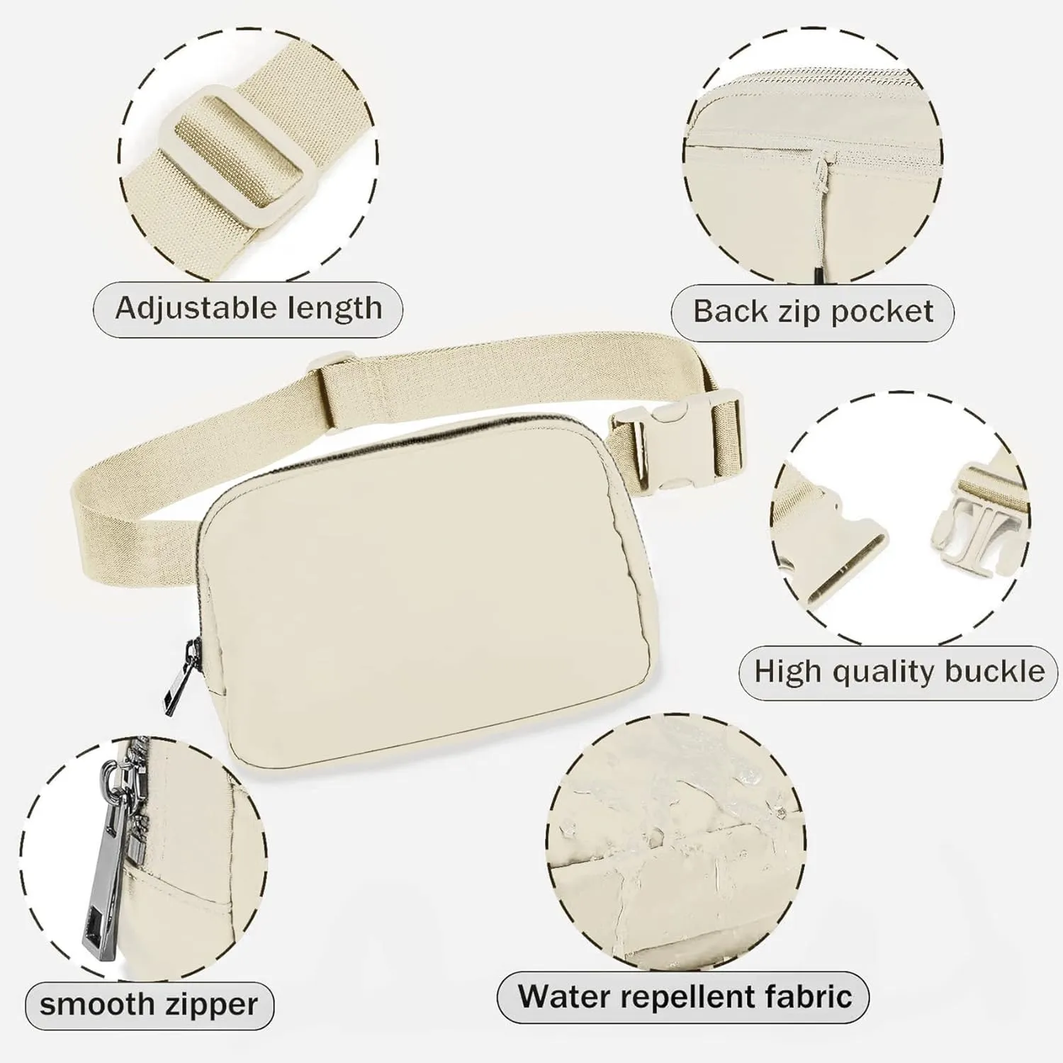 Fanny Pack for Women Teen Girls, Small Belt Bag 1L with Adjustable Strap 32" to 51", Crossbody Bag Water-resistant for Travel Gym Sport Running, Fashion Waist Bag for Mothers Day Gifts