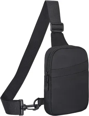 Fanny Pack Small Sling Bag for Men Women, Water-resistant Travel Crossbody Bag, Anti Theft Black Chest Bag Cross Body Purse for Men (Black-oxford fabric)