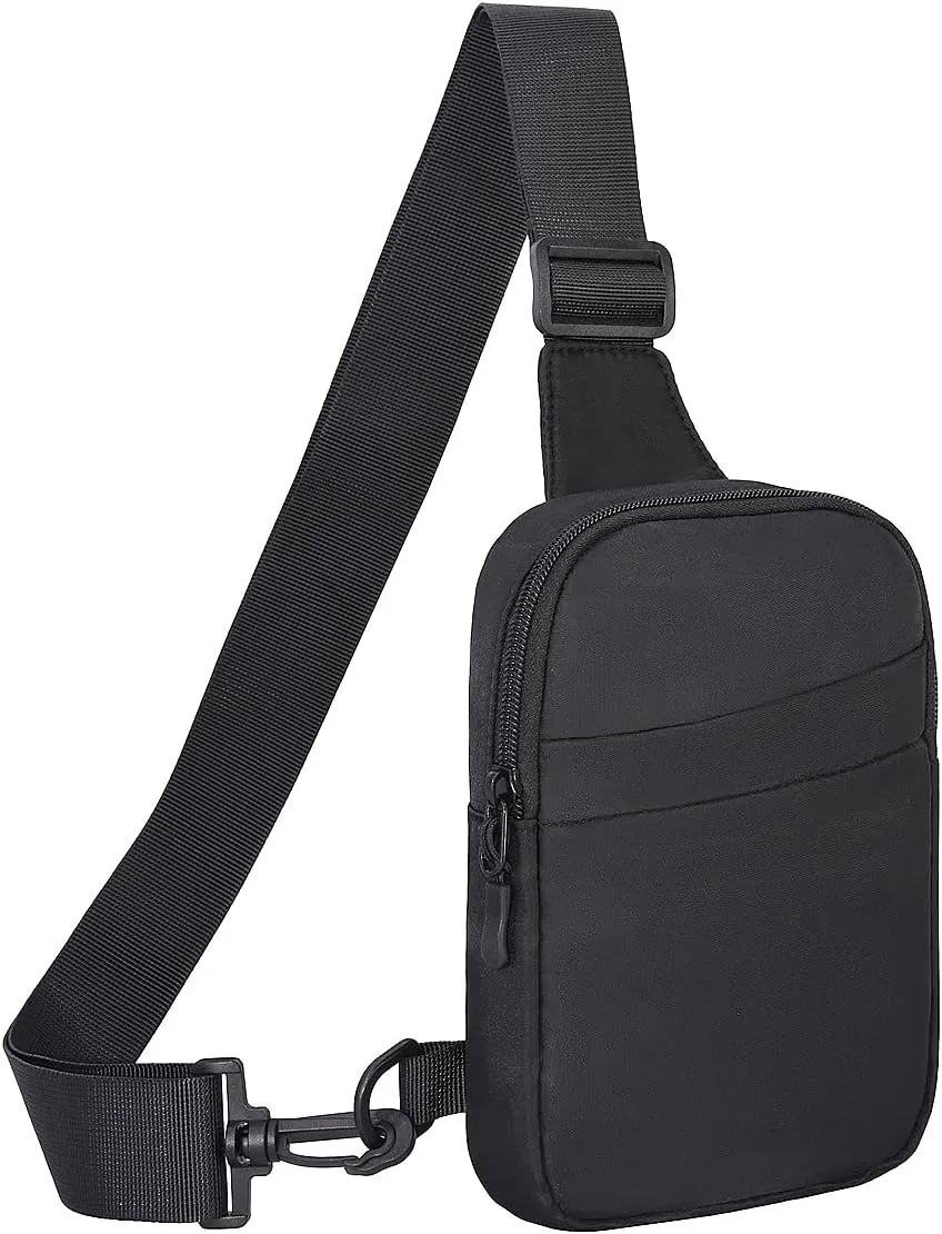 Fanny Pack Small Sling Bag for Men Women, Water-resistant Travel Crossbody Bag, Anti Theft Black Chest Bag Cross Body Purse for Men (Black-oxford fabric)