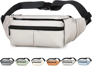 Fanny Packs for Women Plus Size, PU Leather Fanny Pack Running Belt Bag for Women with Card Slots, Black Waist Bags Crossbody Waist Pack Hip Bum Bag for Travel Workout Hiking Disney Beige Brown Green