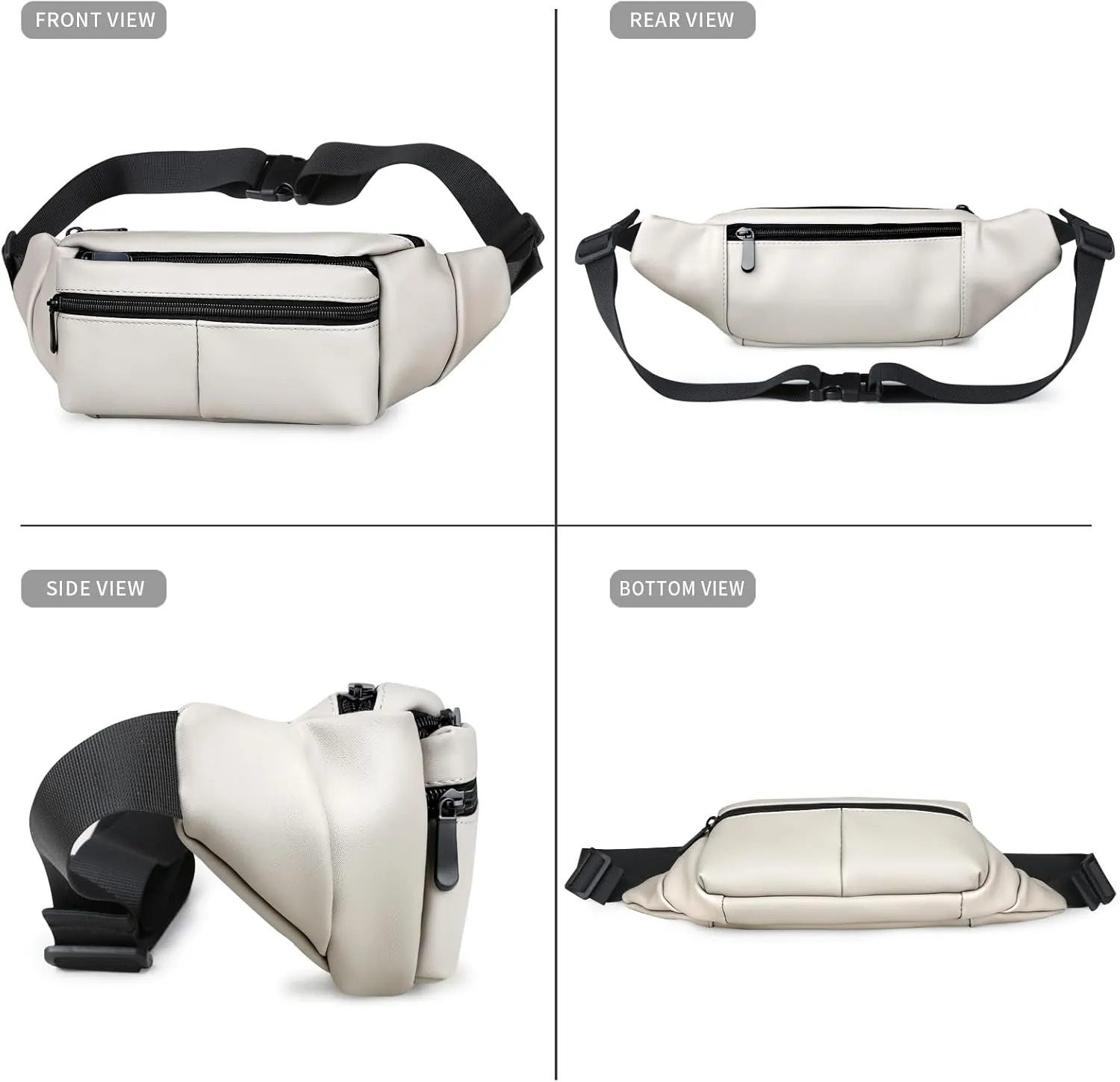 Fanny Packs for Women Plus Size, PU Leather Fanny Pack Running Belt Bag for Women with Card Slots, Black Waist Bags Crossbody Waist Pack Hip Bum Bag for Travel Workout Hiking Disney Beige Brown Green