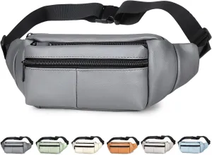 Fanny Packs for Women Plus Size, PU Leather Fanny Pack Running Belt Bag for Women with Card Slots, Black Waist Bags Crossbody Waist Pack Hip Bum Bag for Travel Workout Hiking Disney Beige Brown Green
