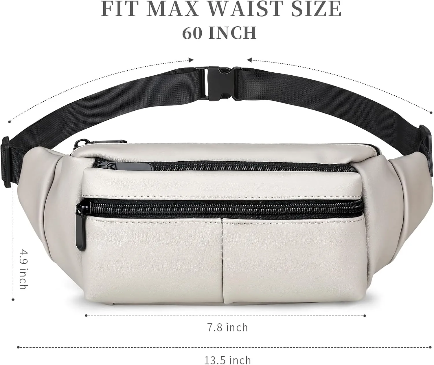 Fanny Packs for Women Plus Size, PU Leather Fanny Pack Running Belt Bag for Women with Card Slots, Black Waist Bags Crossbody Waist Pack Hip Bum Bag for Travel Workout Hiking Disney Beige Brown Green