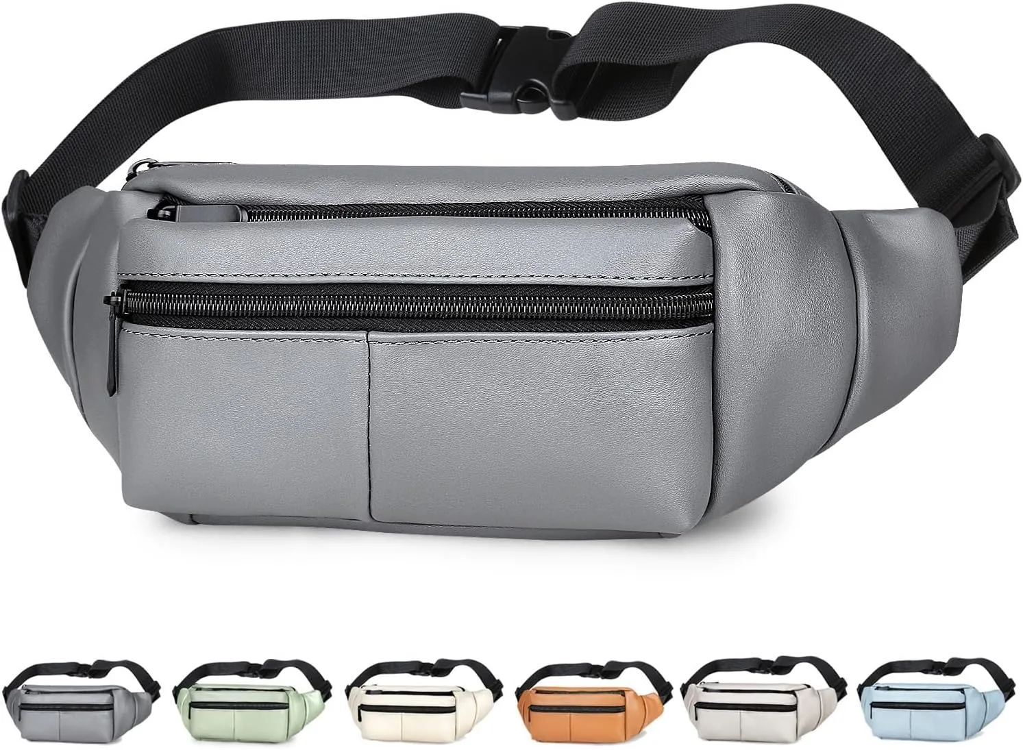 Fanny Packs for Women Plus Size, PU Leather Fanny Pack Running Belt Bag for Women with Card Slots, Black Waist Bags Crossbody Waist Pack Hip Bum Bag for Travel Workout Hiking Disney Beige Brown Green