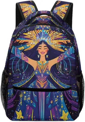 Fantasy Interstellar Goddess Sun Star Casual Daypack Backpack Laptop Bag Cute Unisex for Travel Business Work