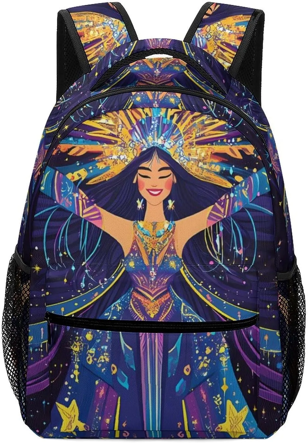 Fantasy Interstellar Goddess Sun Star Casual Daypack Backpack Laptop Bag Cute Unisex for Travel Business Work
