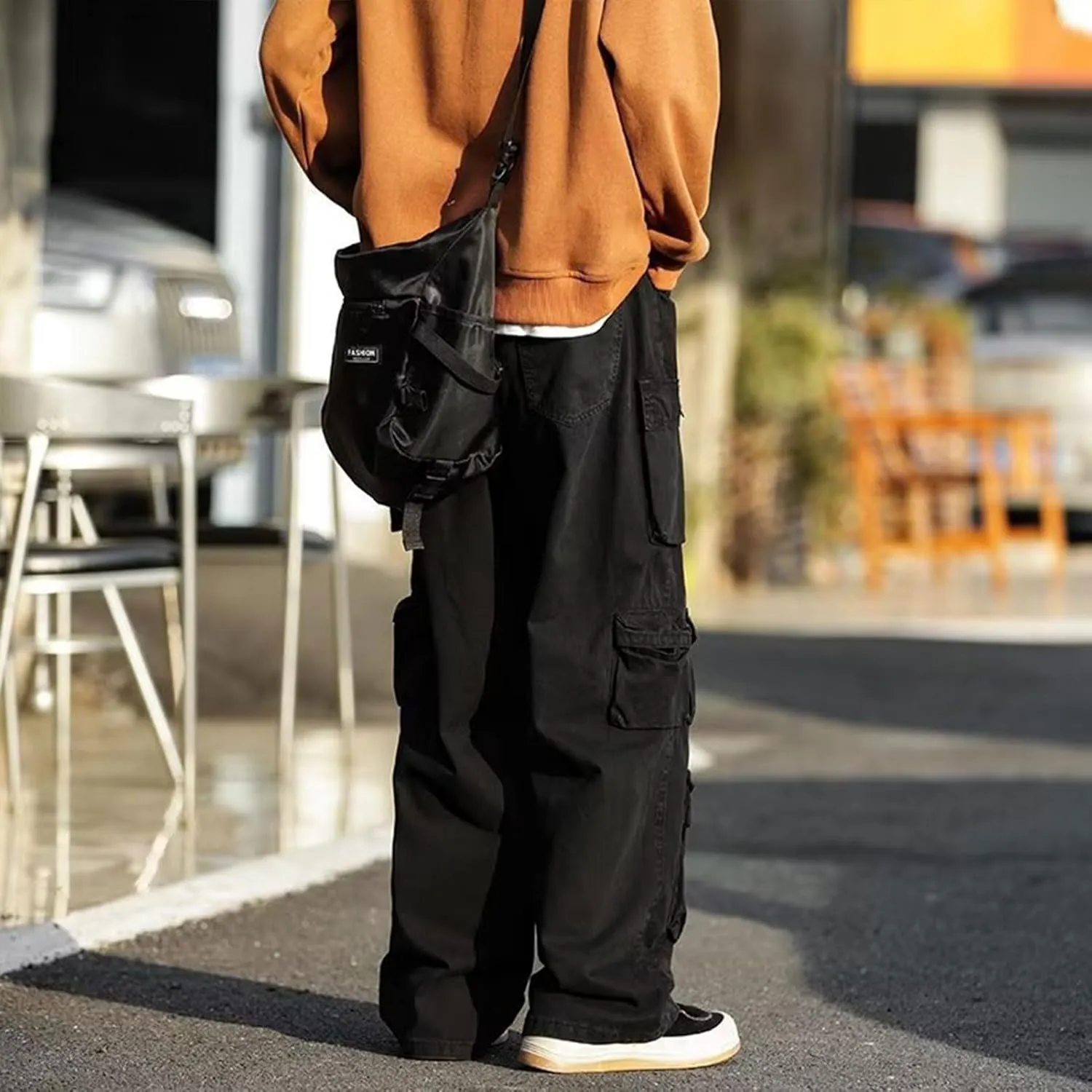 FantasyGears Jeans Y2k Gothic Cargo Pants Baggy Streetwear Jeans Hip Hop Joggers Parachute Pants for Men