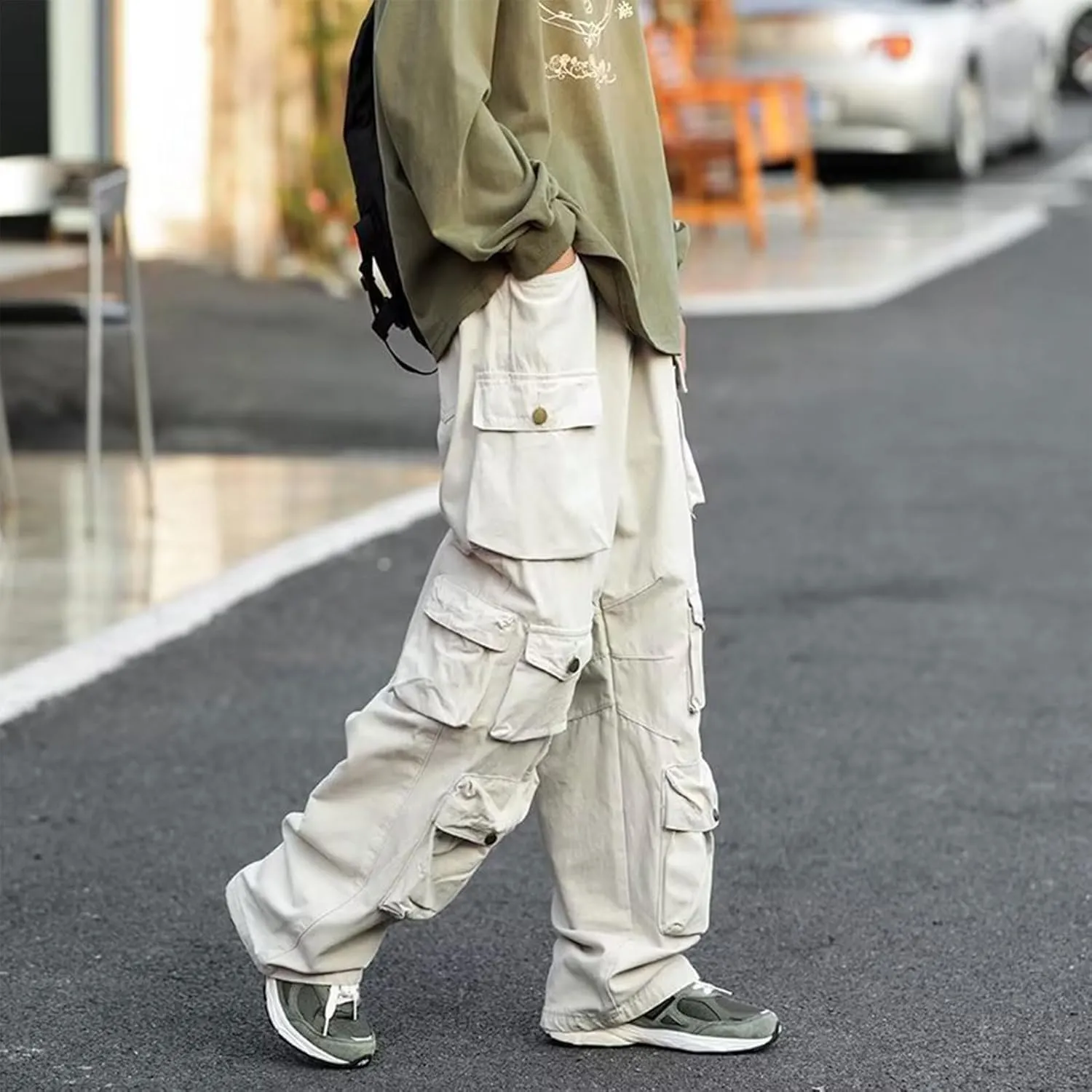 FantasyGears Jeans Y2k Gothic Cargo Pants Baggy Streetwear Jeans Hip Hop Joggers Parachute Pants for Men
