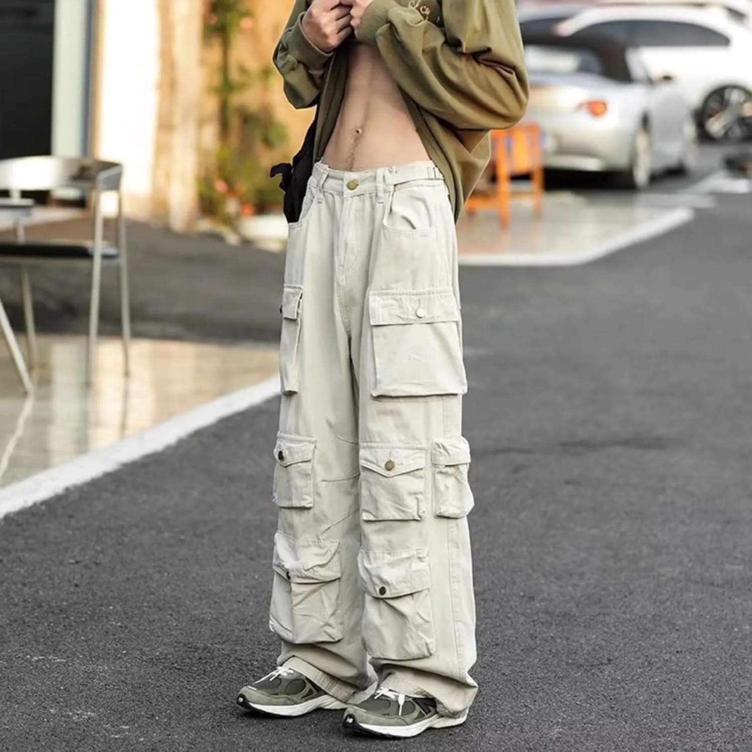 FantasyGears Jeans Y2k Gothic Cargo Pants Baggy Streetwear Jeans Hip Hop Joggers Parachute Pants for Men