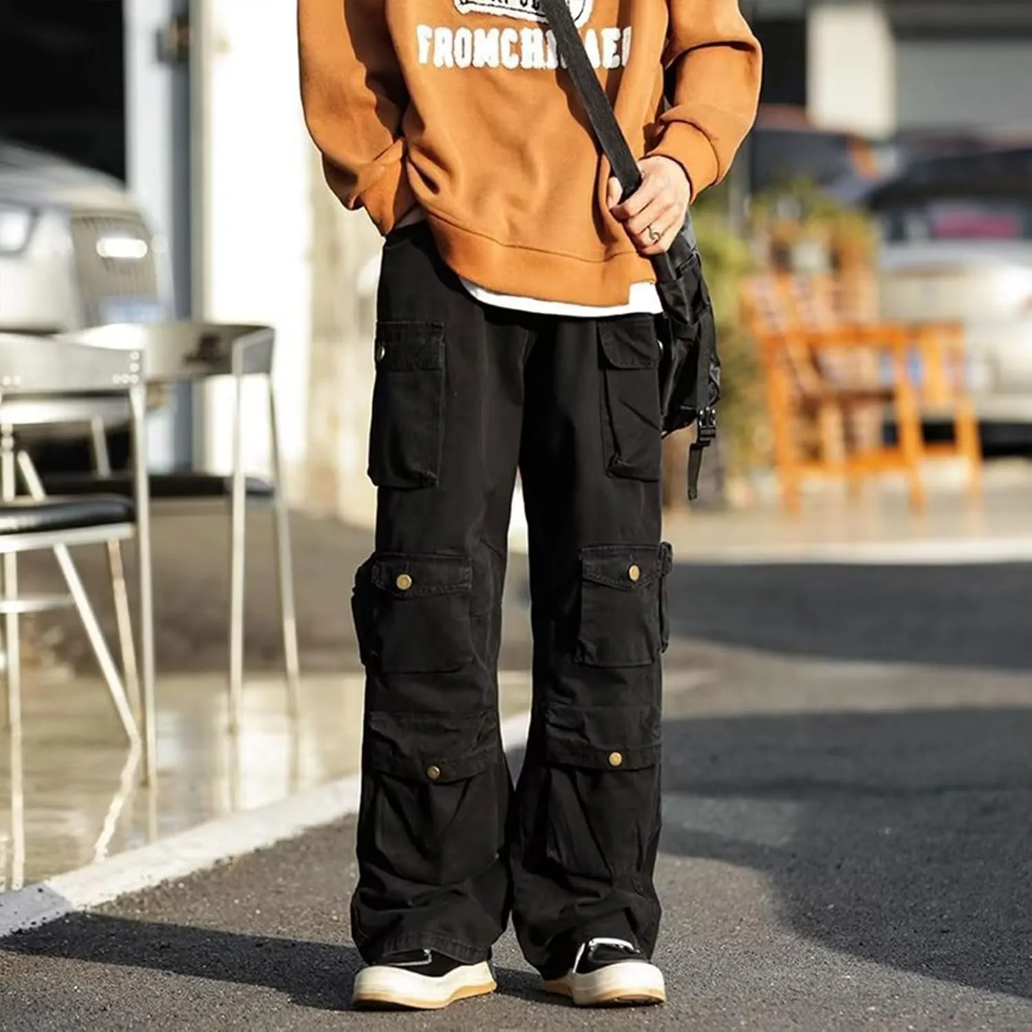 FantasyGears Jeans Y2k Gothic Cargo Pants Baggy Streetwear Jeans Hip Hop Joggers Parachute Pants for Men