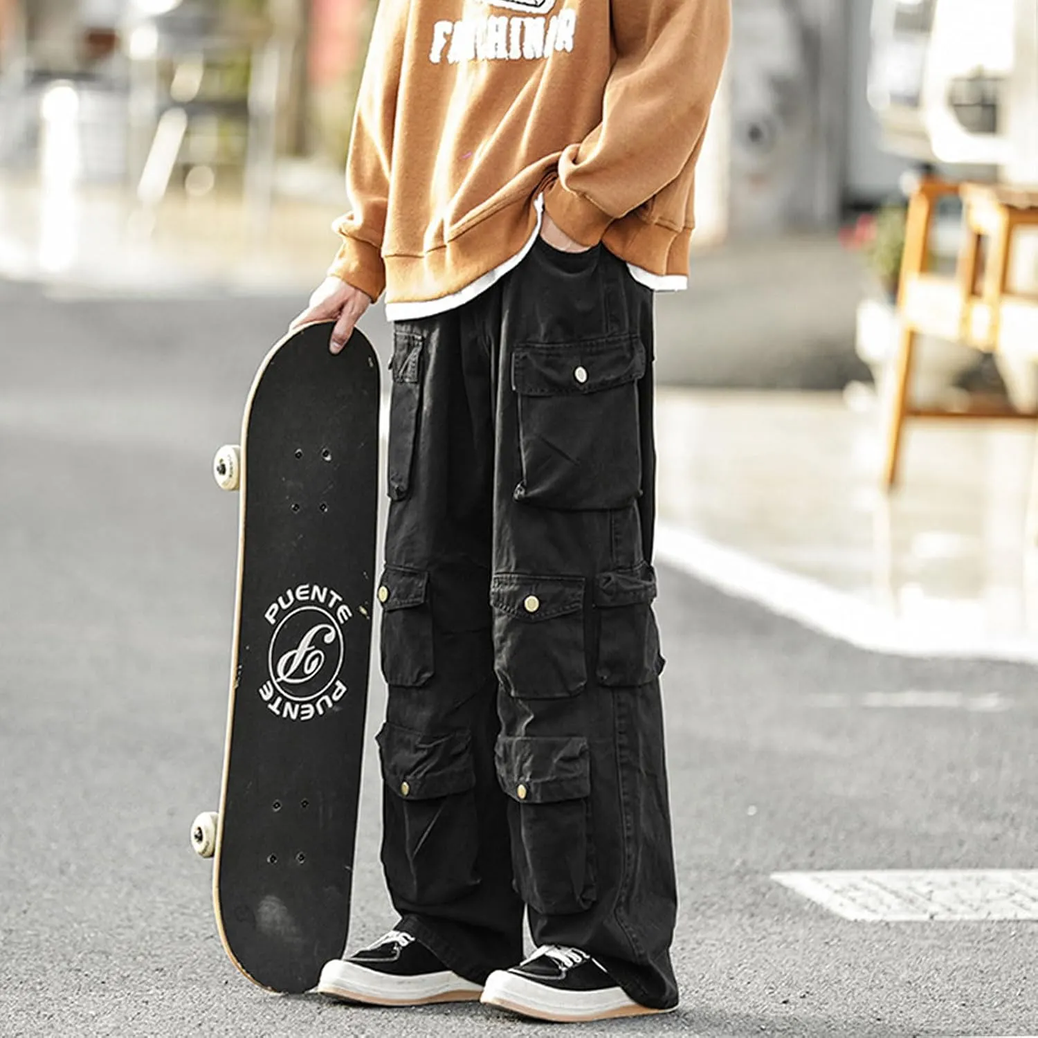 FantasyGears Jeans Y2k Gothic Cargo Pants Baggy Streetwear Jeans Hip Hop Joggers Parachute Pants for Men