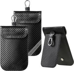 Faraday Bag for Key Fob with ID Window - 2 Pack RFID Signal Blocking Car Key Fob Protector Pouch, Keyless Entry Car Key Fob Shielding Cage (Black & Gray)
