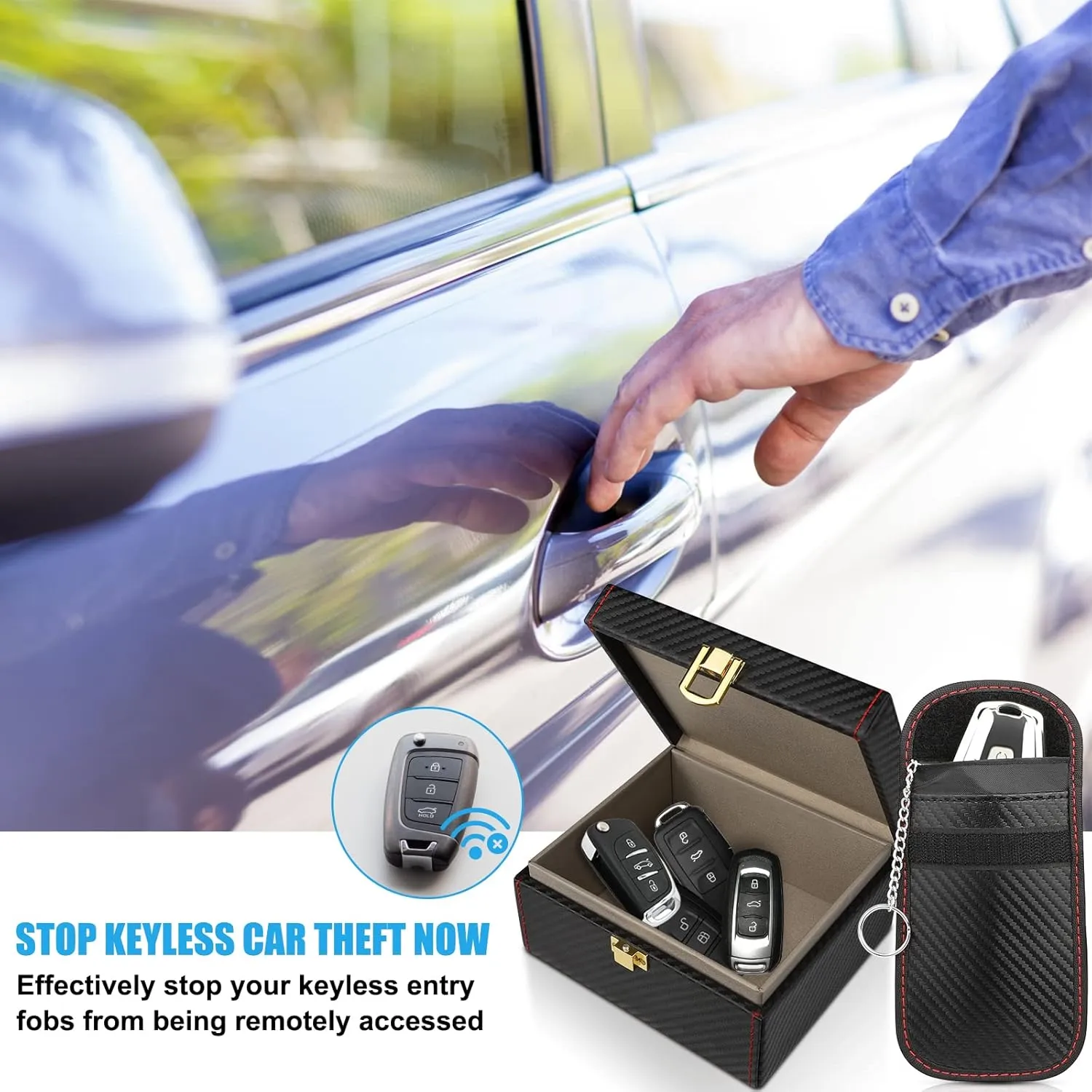 Faraday Box, [with 2 Faraday Pouches] Diyife Faraday Cage, RFID Box for Car Keys, Key Fob Protector, Signal Blocker for Keyless Fob, Signal Blocking Box for Car Keys Phones, Large