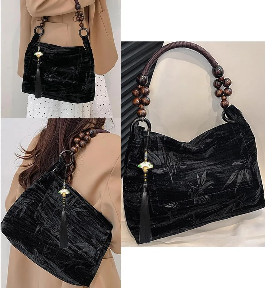 Farm4Far Women Velvet Velour Stiff Shoulder Evening Crossbody Bag