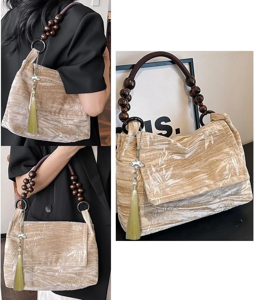 Farm4Far Women Velvet Velour Stiff Shoulder Evening Crossbody Bag