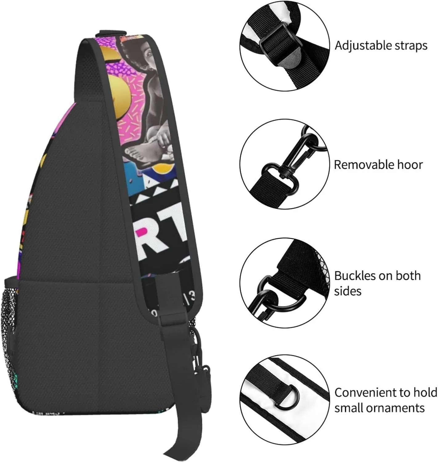 Fashion 80s 90s Sling Bag Retro Crossbody Backpack Shoulder Casual Daypack Bags for Men Women