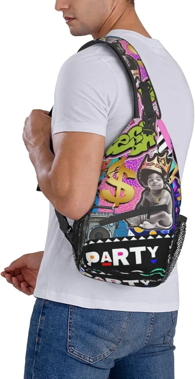 Fashion 80s 90s Sling Bag Retro Crossbody Backpack Shoulder Casual Daypack Bags for Men Women