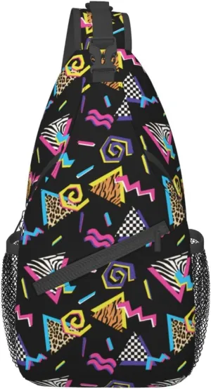 Fashion 80s 90s Sling Bag Retro Crossbody Backpack Shoulder Casual Daypack Bags for Men Women