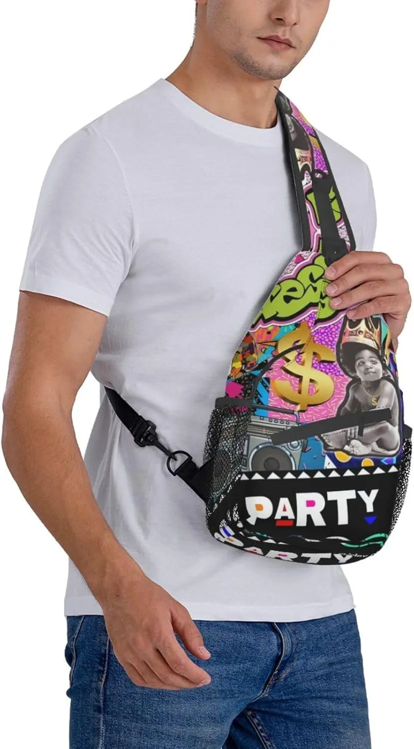 Fashion 80s 90s Sling Bag Retro Crossbody Backpack Shoulder Casual Daypack Bags for Men Women