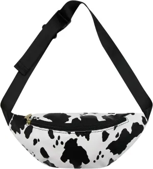 Fashion Cows Print Waist Pack Fanny Pack for Women Girls Small Adjustable Hip Pack Bum Bag Running Belt Phone Holder