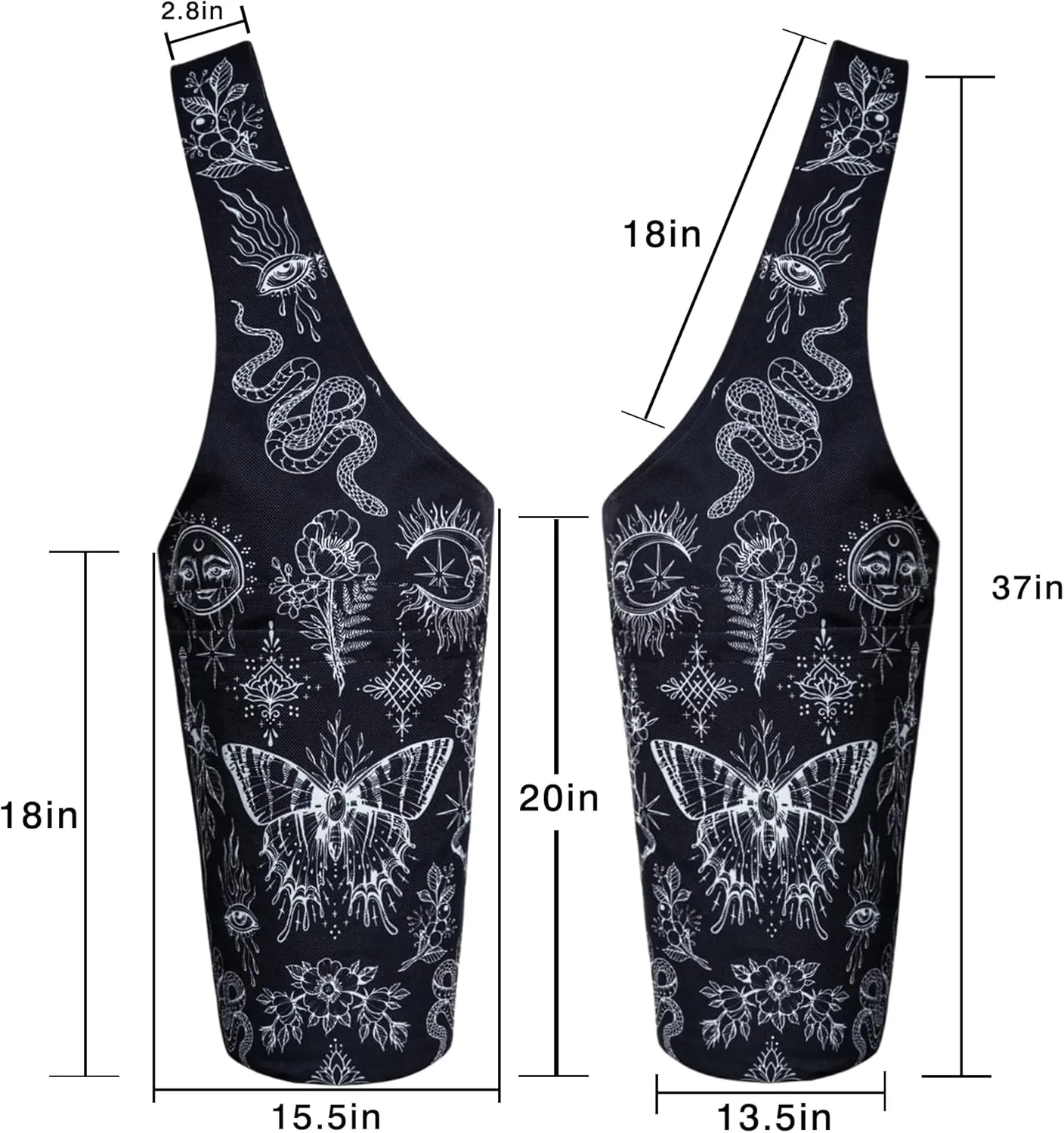 Fashion Printed Yoga Mat Bag with Large Side Pocket & Zipper Pocket Long Tote Yoga Bag Fit Most Size Mats - Holds More Yoga Accessories