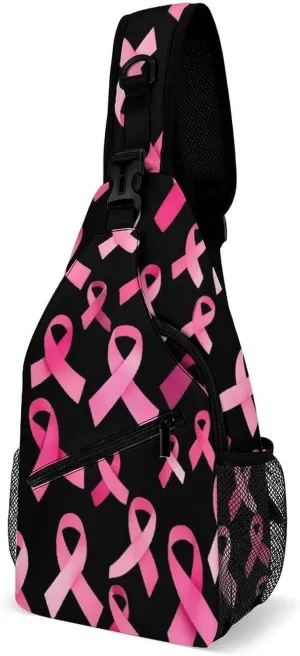 Fashion Sling Shoulder Backpack, Bag, Breast Cancer Awareness Ribbons Pink Chest Sling Shoulder Backpacks Bags, Gym Bags Sack Daypack Outdoor Backpack for Men Women