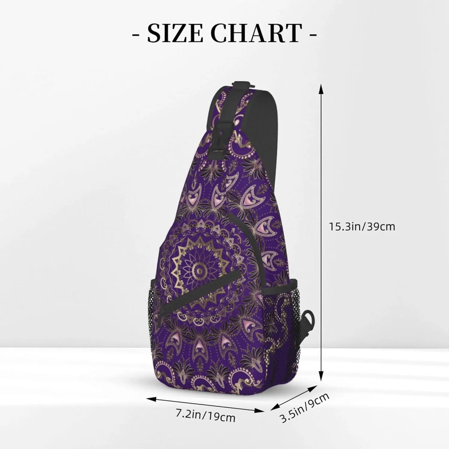 Fashion Sling Shoulder Backpack, Bag, Purple Paisley Mandala Chest Sling Shoulder Backpacks Bags, Tool Backpack, Gym Bags Sack Daypack Outdoor Backpack for Men Women