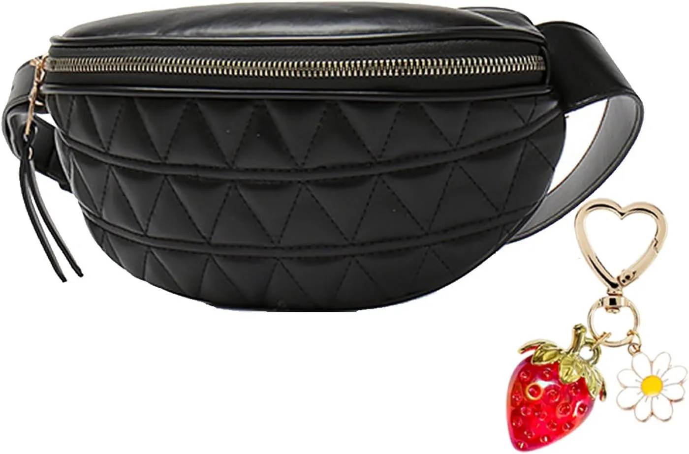 Fashion Waist Packs for Women Fanny Packs Quilted Belt Bag Festival Bum Bags Crossbody Waist Purse for Sports Workout Traveling Running Casual (Black Waist Bag)