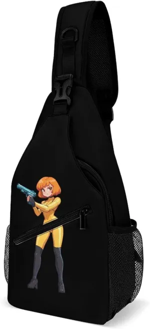 Female Soldier With Guns Casual Sling Bag Backpack Travel Shoulder Chest Crossbody Bags Adjustable Daypack Unisex