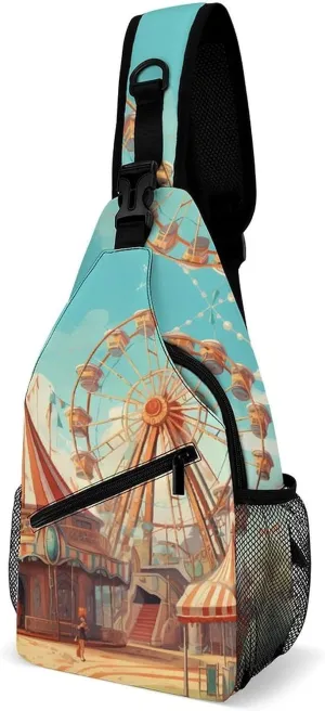 Ferris Wheel Entertainment Sling Bags Travel Crossbody Shoulder Bag Small Chest Bag Hiking Backpack for Women Men