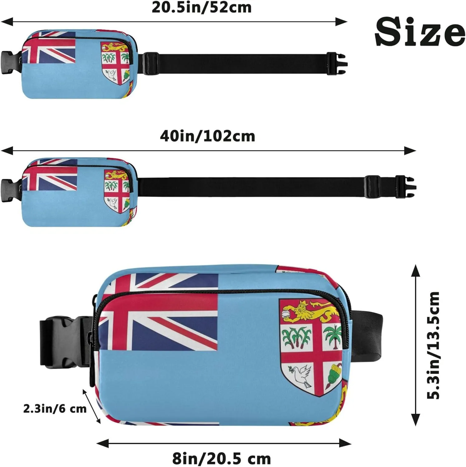 Fiji National Flag Oceaniad Fanny Packs for Women Hip Bag Belt Pouch Waterproof Festival Waist Pack for Women