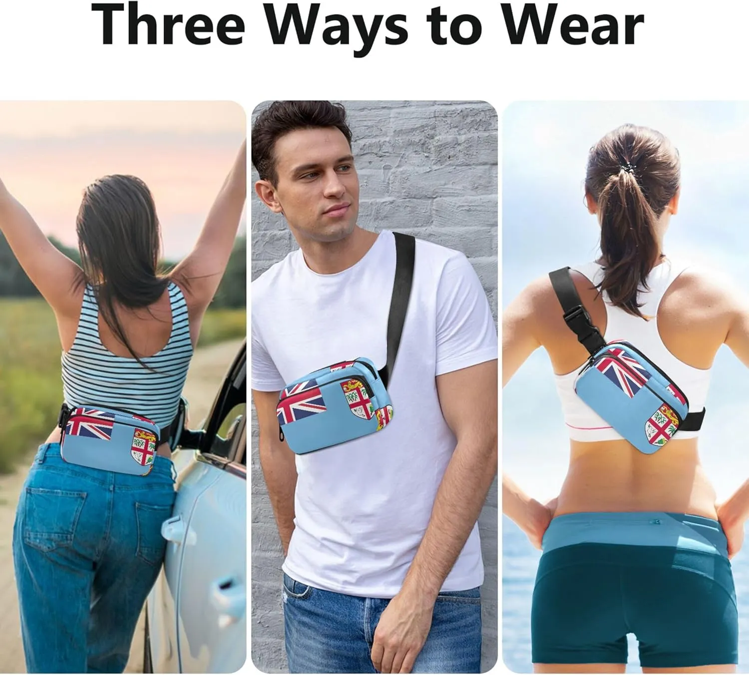 Fiji National Flag Oceaniad Fanny Packs for Women Hip Bag Belt Pouch Waterproof Festival Waist Pack for Women