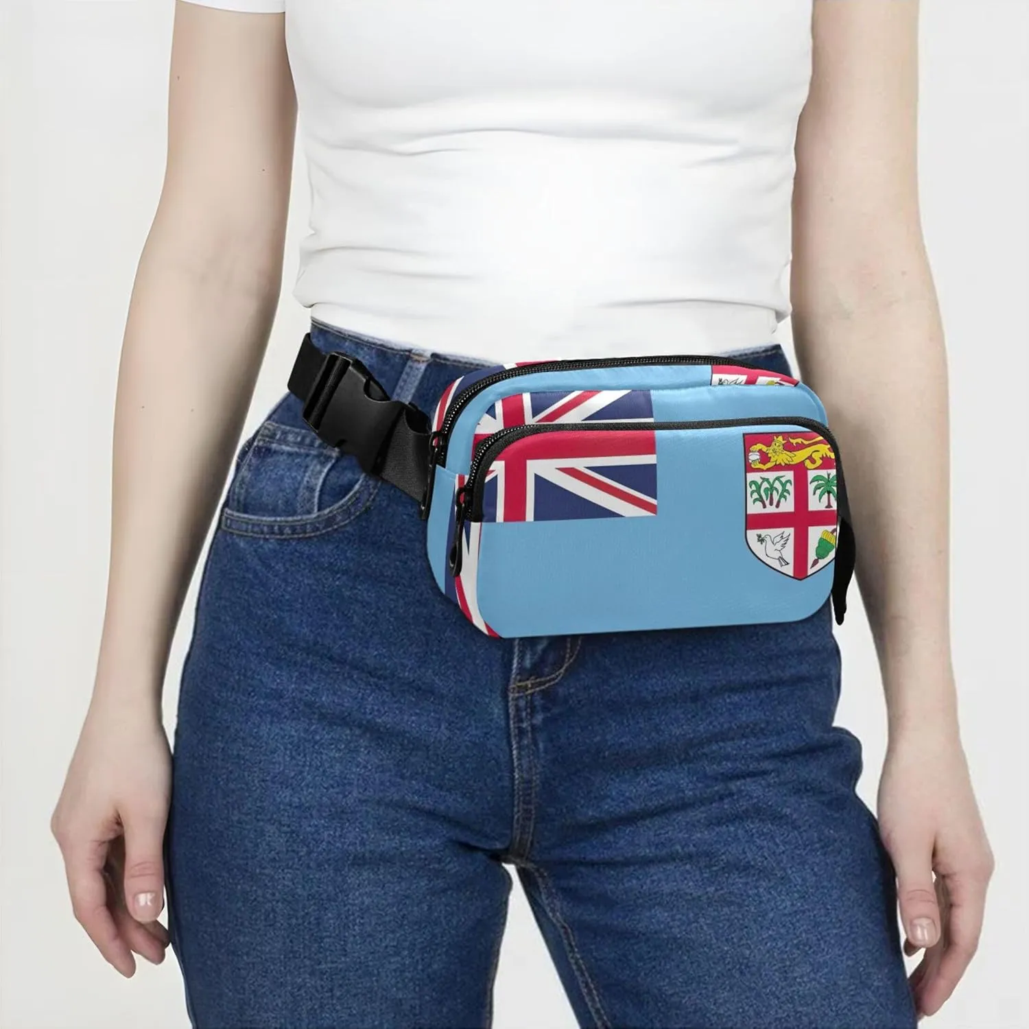 Fiji National Flag Oceaniad Fanny Packs for Women Hip Bag Belt Pouch Waterproof Festival Waist Pack for Women