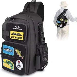 Fishing Backpack Fishing Sling Bag Fly Bag Lightweight with 6PCS Embroidery Patches Gift for Men