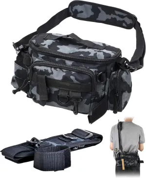 Fishing Waist Bag with Adjustable Belt/Shoulder Strap, Waterproof Tackle Storage Bag, Fishing Fanny Pack for Men, Shoulder Bag, Lures Organizer Pouch, Travel Pack for Running Hiking Outdoor