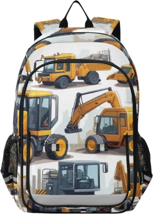 Fisyme Construction Machinery School Backpack Laptop Backpacks Bags Bookbag Travel Casual Computer Notebooks Daypacks