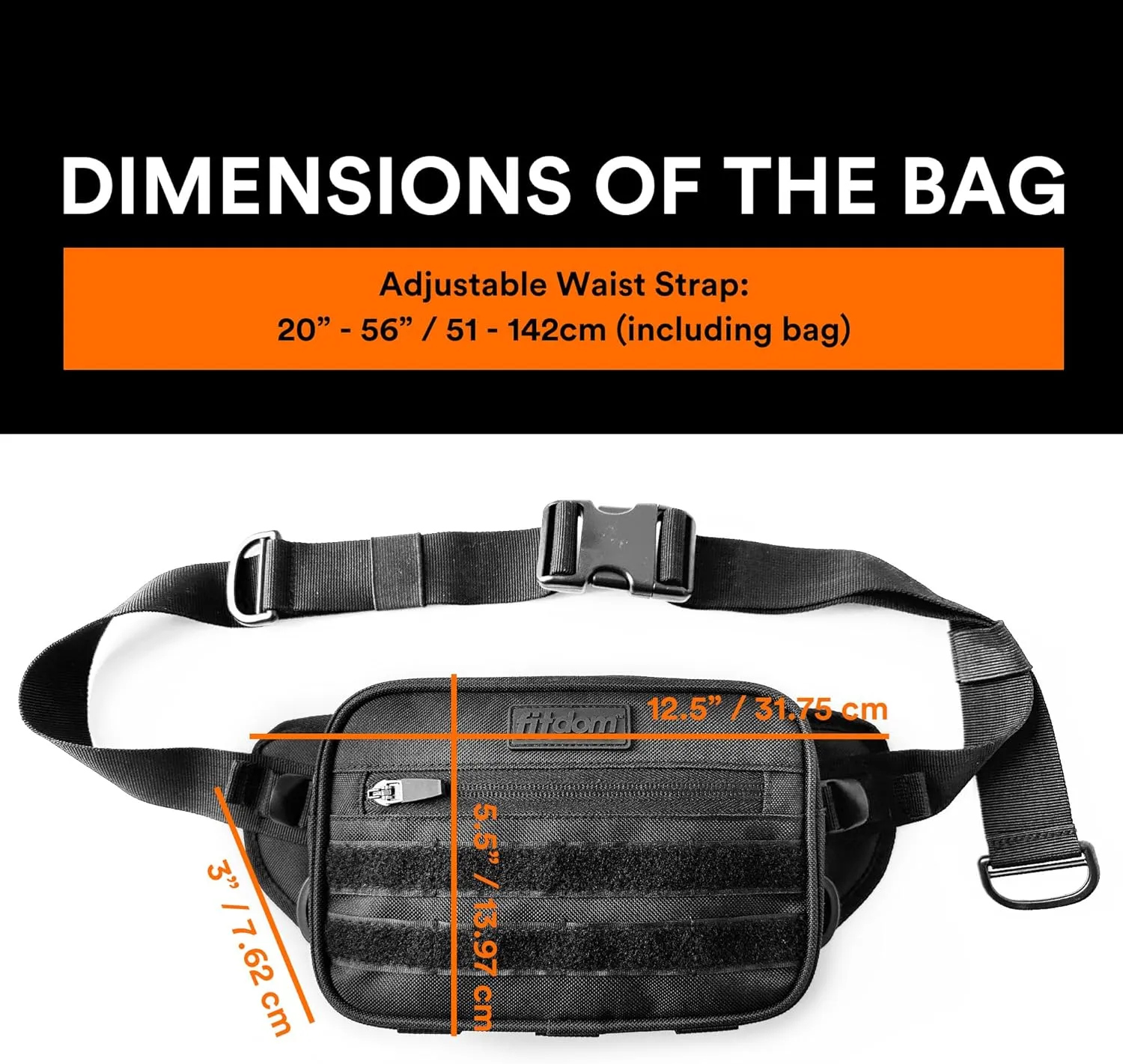 Fitdom Tactical Inspired Compact Fanny Pack For Men. Perfect Techwear Accessories EDC Bag For Men. 2 Pockets Multi-Functional Waist Pack